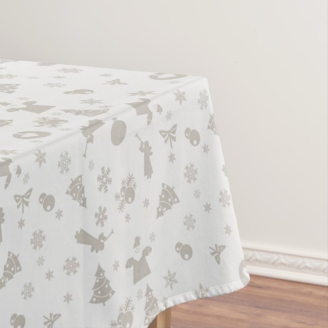 Nappe Motif de Noël gris sur gris argent clair (In Situ)