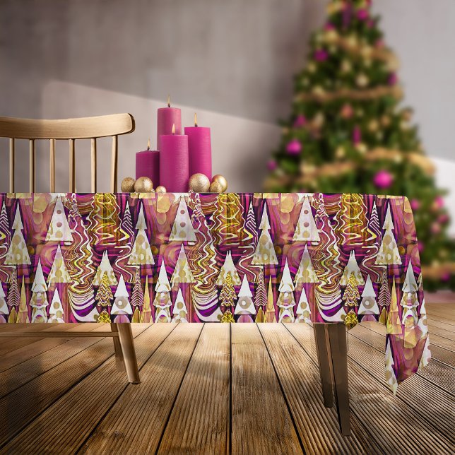 Nappe Motif de Noël Magenta Gold#25 ID1009 (Créateur téléchargé)