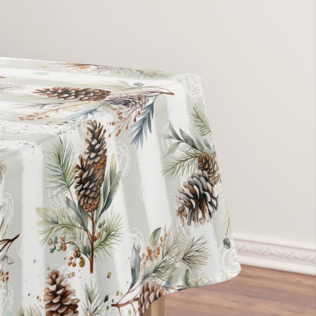 Nappe Motif de Noël rustique boho pinède maison de ferme (In Situ)