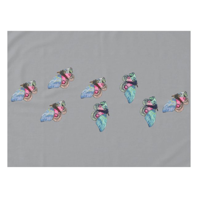 Nappe Motif de papillons exotiques bleu rose (Devant (Horizontal))