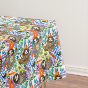 Nappe Motif de paresse d'aquarelle de bande dessinée