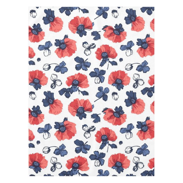 Nappe Motif de pépites d'aquarelle - Rouge, Bleu et Blan (Devant)