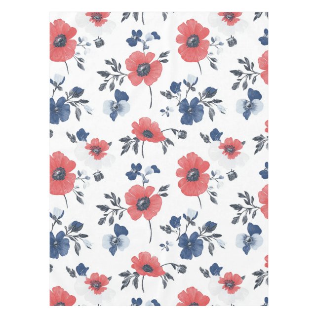 Nappe Motif de pépites d'aquarelle - Rouge, Bleu et Blan (Devant)