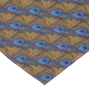 Nappe Motif de plumes de paon bleu et orange de minuit