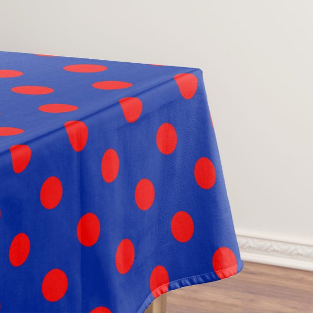 Nappe Motif de pois rouges sur fond bleu  (Créateur téléchargé)