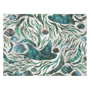 Nappe Motif de poisson stingray et squelette Abalone