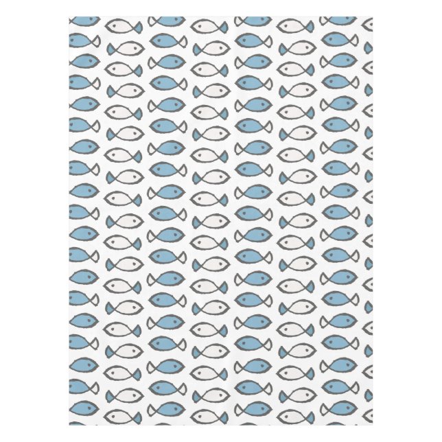 Nappe Motif de poissons blancs bleus de mer d'été (Devant)