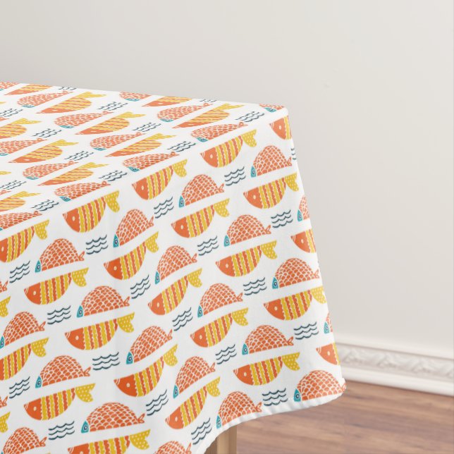 Nappe Motif de poissons de natation d'art populaire (In Situ)