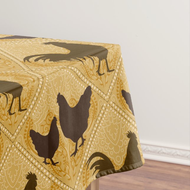 Nappe Motif de poule de ferme rustique – En jaune  (In Situ)