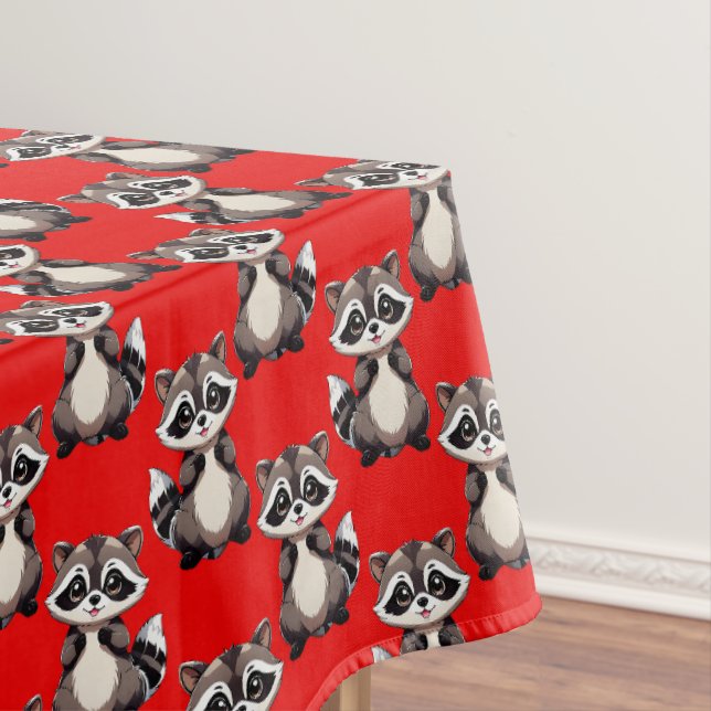Nappe Motif de Raton laveur Rouge  (In Situ)