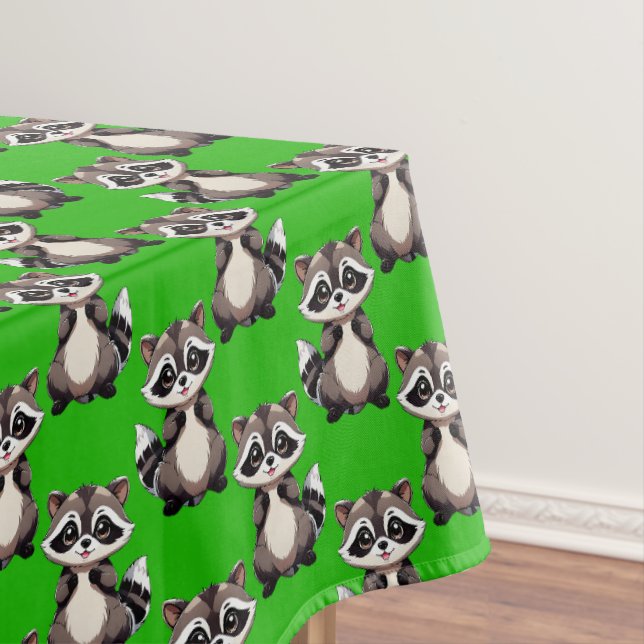 Nappe Motif de Raton Laveur Vert  (In Situ)