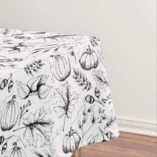 Nappe Motif de récolte de automne noir et blanc Thanksgi