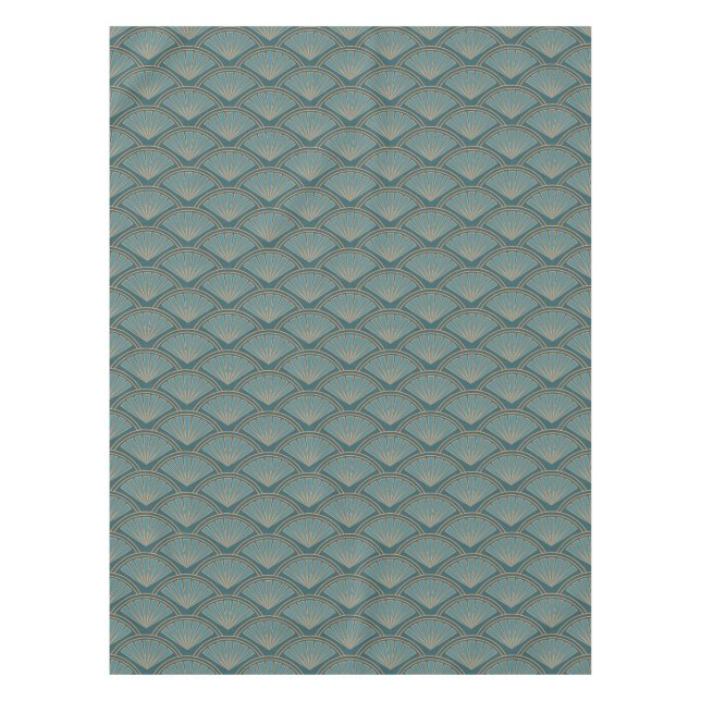 Nappe Motif de style Art déco en bleu turquoise (Devant)