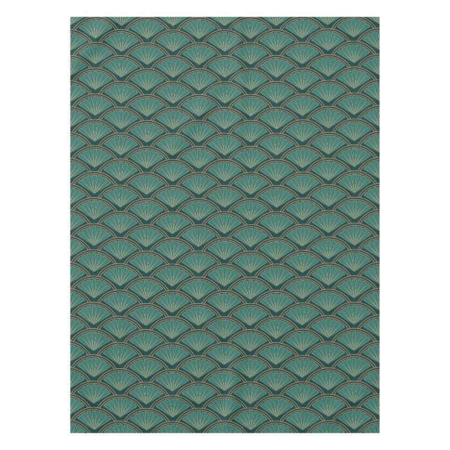 Nappe Motif de style Art déco en vert turquoise (Devant)