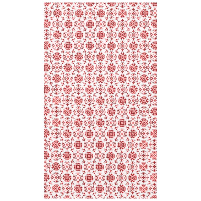 Nappe Motif de style damassé floral rouge et blanc (Devant)