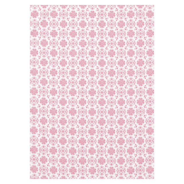Nappe Motif de style damassé rose et blanc (Devant)
