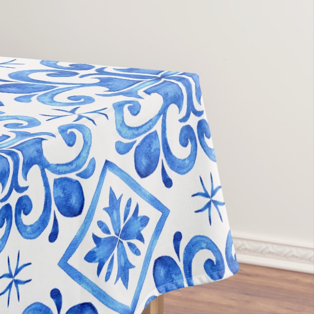 Nappe Motif de toile bleu français (In Situ)