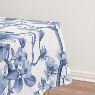 Nappe Motif de toile fleurie bleue vintage 