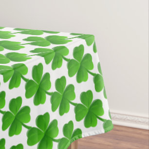 Nappe Motif de trèfle à quatre feuilles vert sur fond bl