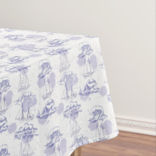 Nappe Motif de vagues et de bateaux d'aquarelle