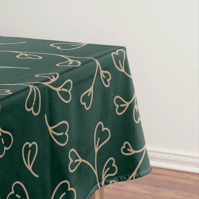 Nappe Motif de vigne botanique vert émeraude foncé et or (In Situ)