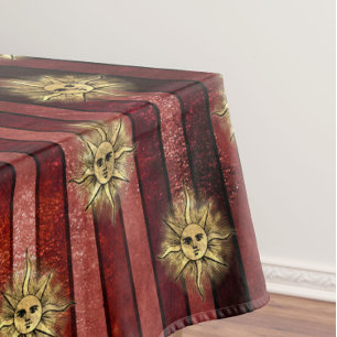 Nappe Motif de visage de soleil doré à rayures rouges vi