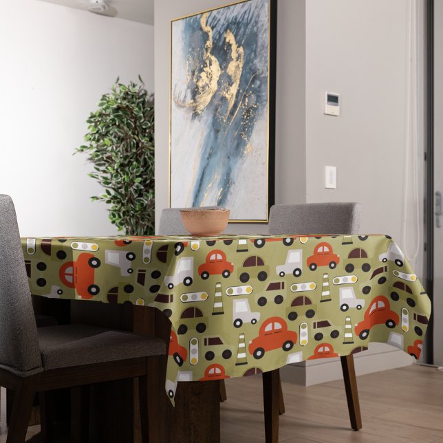 Nappe Motif de voitures orange (toy car tablecloth)
