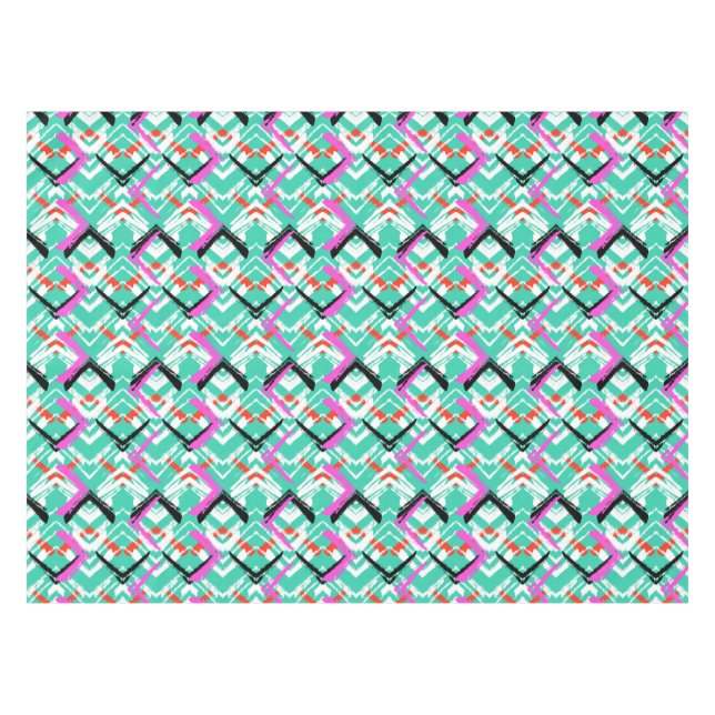 Nappe Motif de zigzag turquoise tiré par la main (Devant (Horizontal))