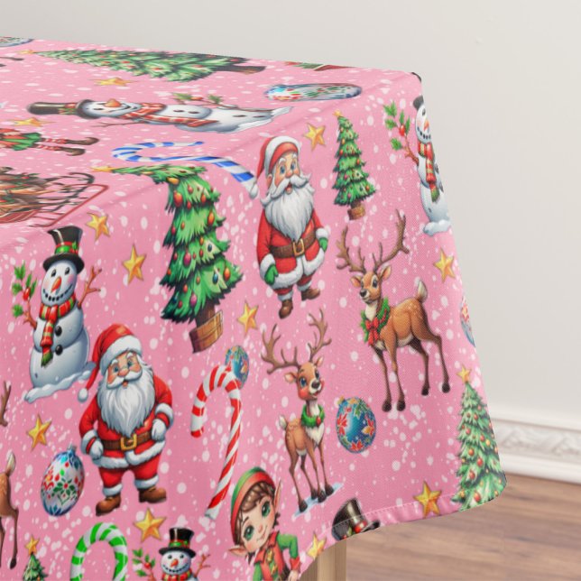 Nappe Motif décoratif de Noël sur fond rose (Créateur téléchargé)