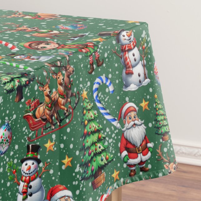 Nappe Motif décoratif de Noël sur fond vert (Créateur téléchargé)