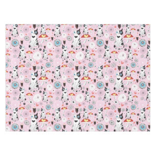 Nappe motif des chats et des fleurs