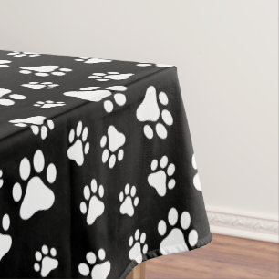 Nappe Motif des pattes, Empreintes de pattes, noir et bl