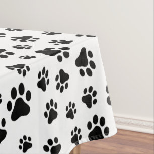 Nappe Motif des pattes, pattes de chien, noir et blanc