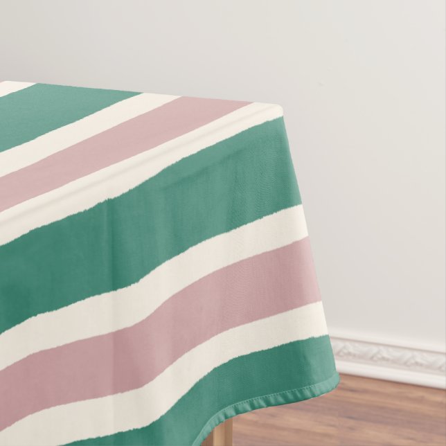 Nappe Motif Desert Pink et Turquoise Green Stripes (In Situ)