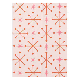 Nappe Motif d'étoiles atomique rose du milieu du siècle