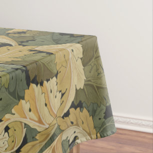 Nappe motif d'feuilles vintages d'or William Morris