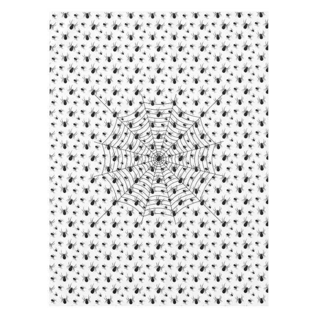Nappe Motif d'Halloween Black White araignées (Devant)