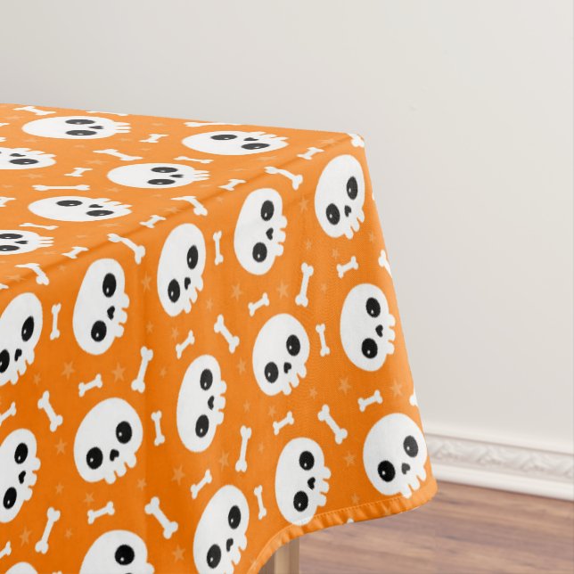 Nappe Motif d'Halloween Crâne et Os Mignon (In Situ)