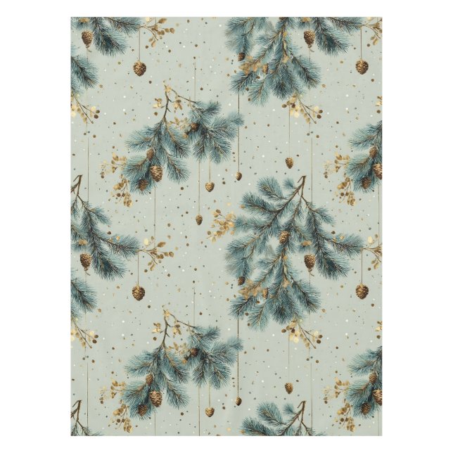 Nappe Motif d'hiver de Pinecone bleu et Brown (Devant)
