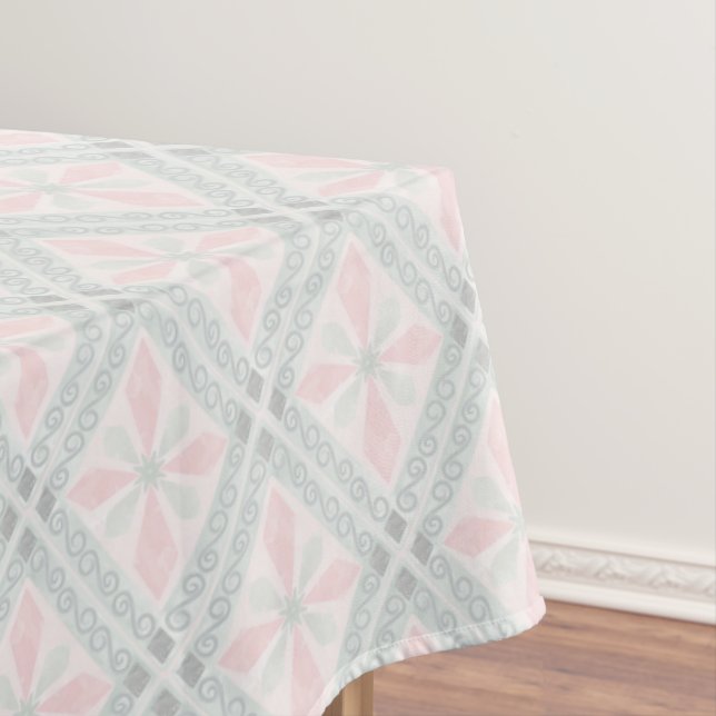 Nappe Motif diamant pastel vert et rose (In Situ)
