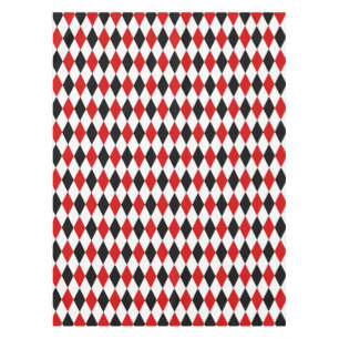 Nappe Motif diamant rouge blanc arlequin noir