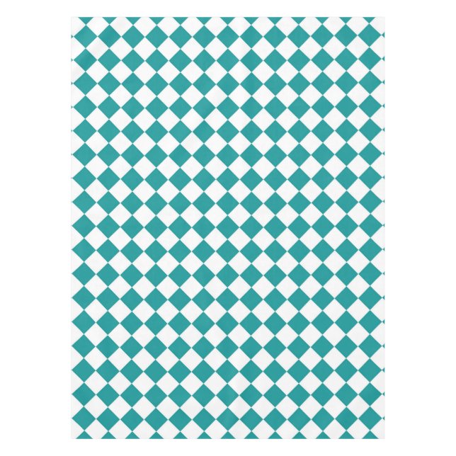 Nappe Motif diamant turquoise blanc Checker (Devant)