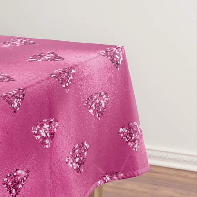 Nappe Motif Diamants Brillants Rose Clair Glamour (In Situ)