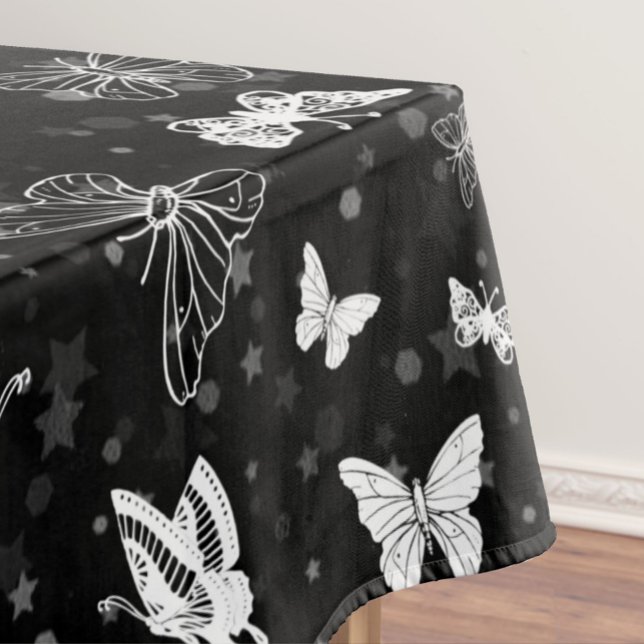 Nappe Motif d'illustration noir blanc papillon (Créateur téléchargé)