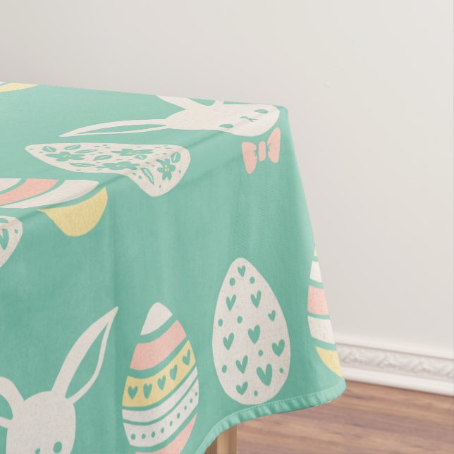 Nappe Motif d'œufs de Pâques blancs et verts pastel à l' (In Situ)