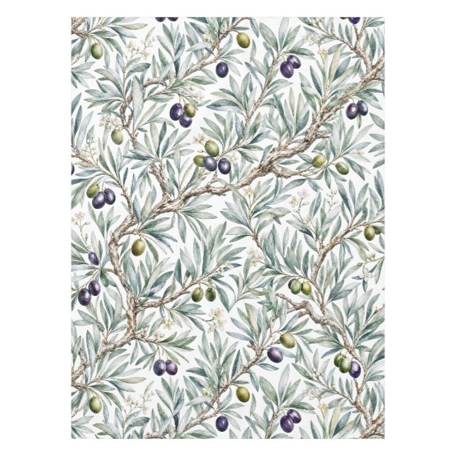 Nappe Motif d'olive de campagne française à l'aquarelle  (Devant)