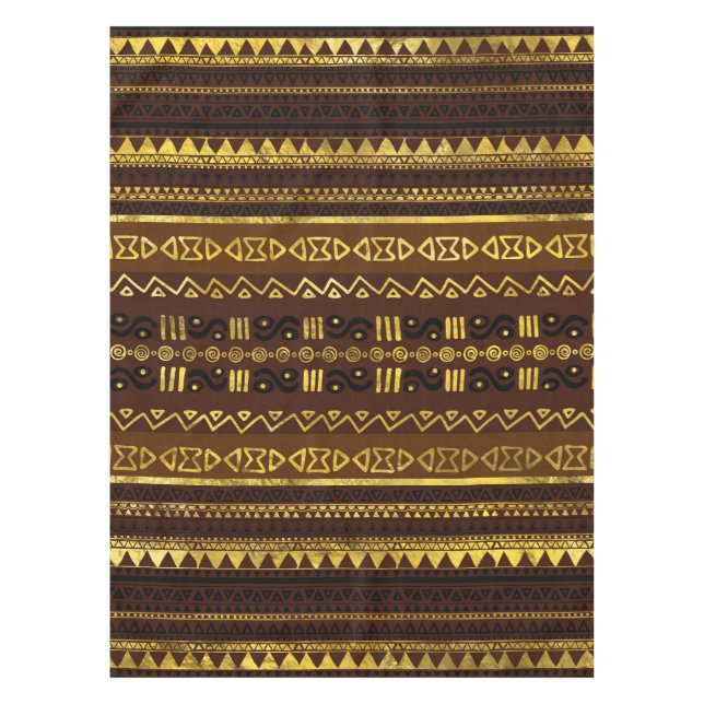 Nappe Motif d'or africain ethnique sur le brun (Devant)