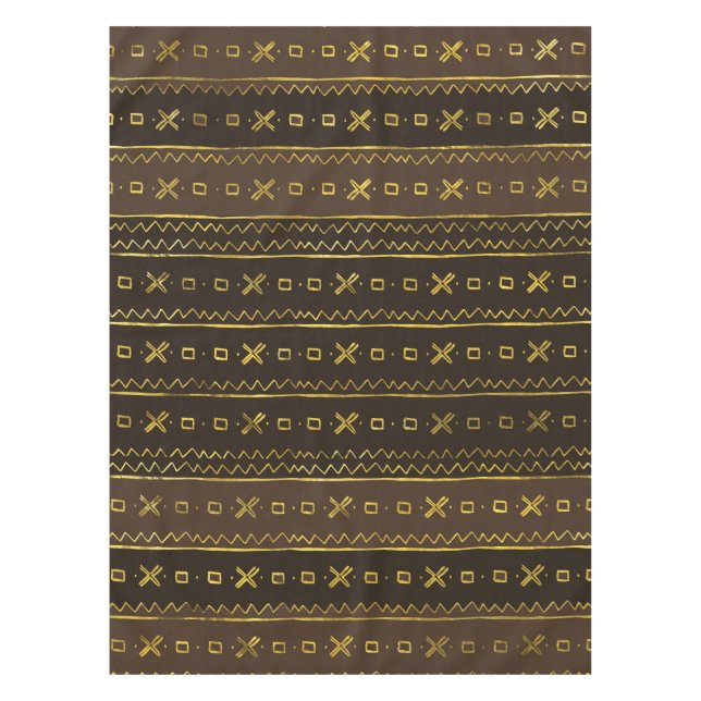 Nappe Motif d'or africain ethnique sur le brun (Devant)