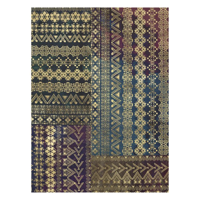 Nappe Motif d'or ethnique de Boho sur l'aquarelle (Devant)