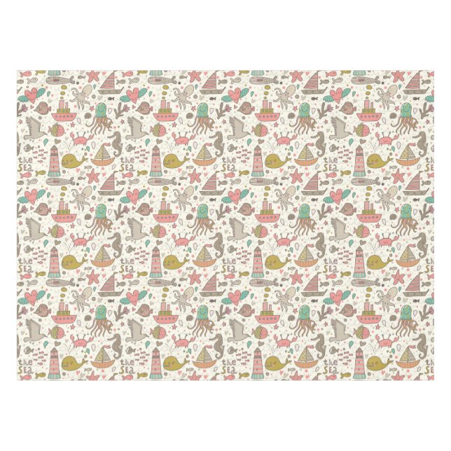 Nappe Motif drôle d'été avec des bateaux (Devant (Horizontal))